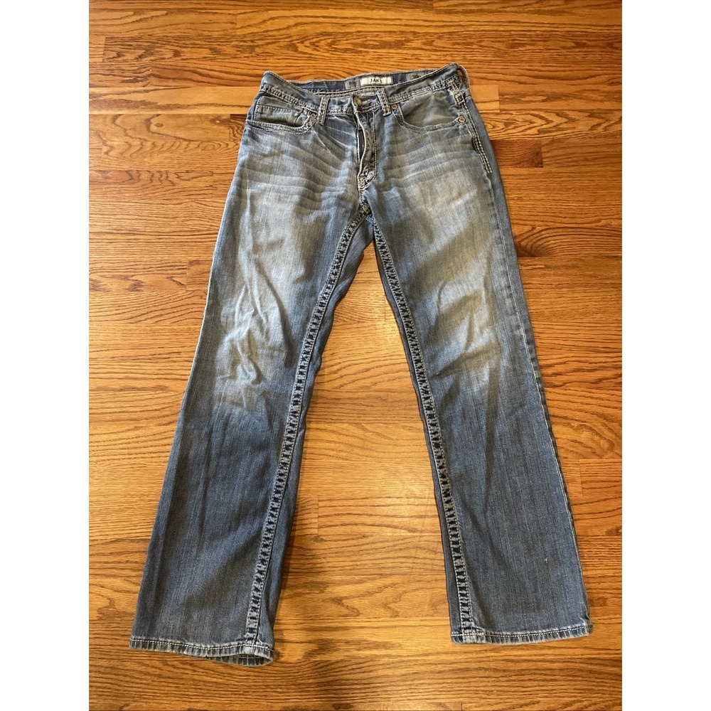 BKE Denim Men's Jake Jeans Blue Faded Distressed Whiskers Size‎ 30R (30x30)
